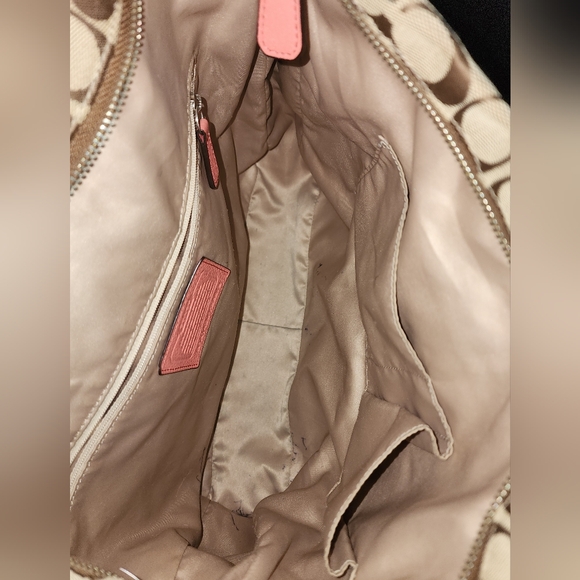 Coach Park Signature Coral Tote Canvas & Coral Leather Trim F23279 & F49165 - Picture 13 of 14